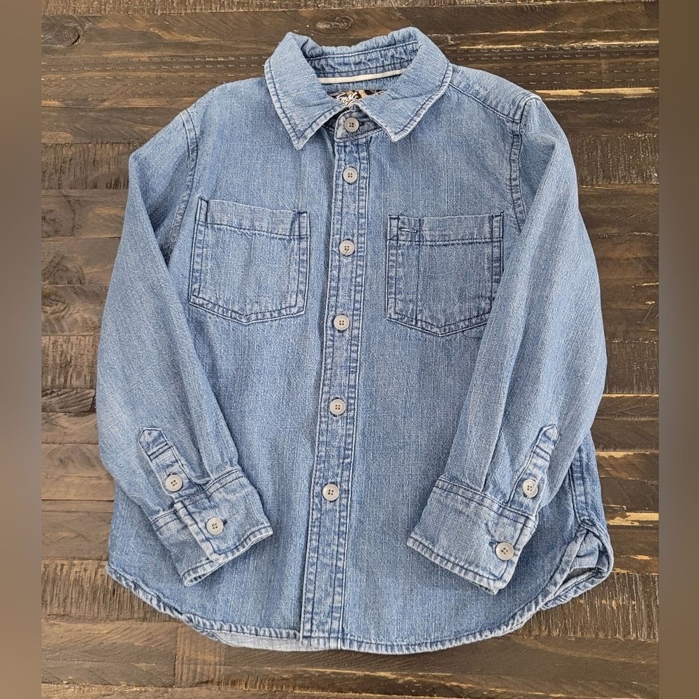 Fast Wave Kids Denim Button Up Shirt Boys Size 4-5